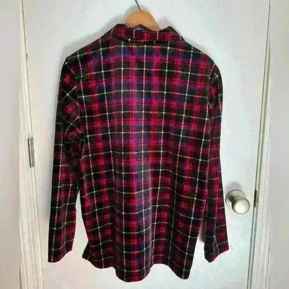 Russ a Liz Claiborne Company plaid velvet button up lightweight coat size M - Picture 6 of 12